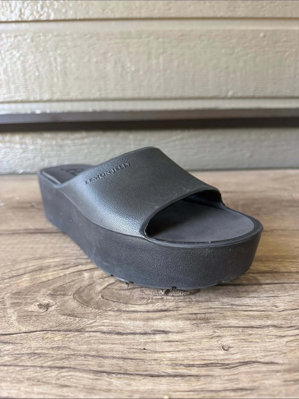 LEMON JELLY Women’s Black Platform Slide Sandals Minimal Elevated size 41 /US 10